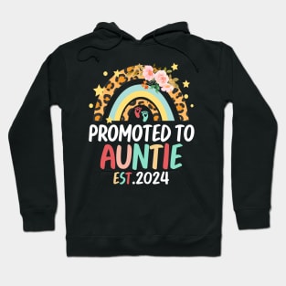 Promoted to Auntie 2024 Rainbow Flora Pregnancy Announcement Hoodie